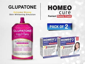 GLUPATONE Whitening Emulsion 50ml with Homeo Cure Beauty Cream Duo (Pack of 2)