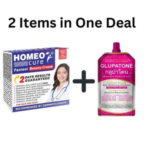 GLUPATONE Whitening Emulsion 50ml with Homeo Cure Beauty Cream Duo (Pack of 2)